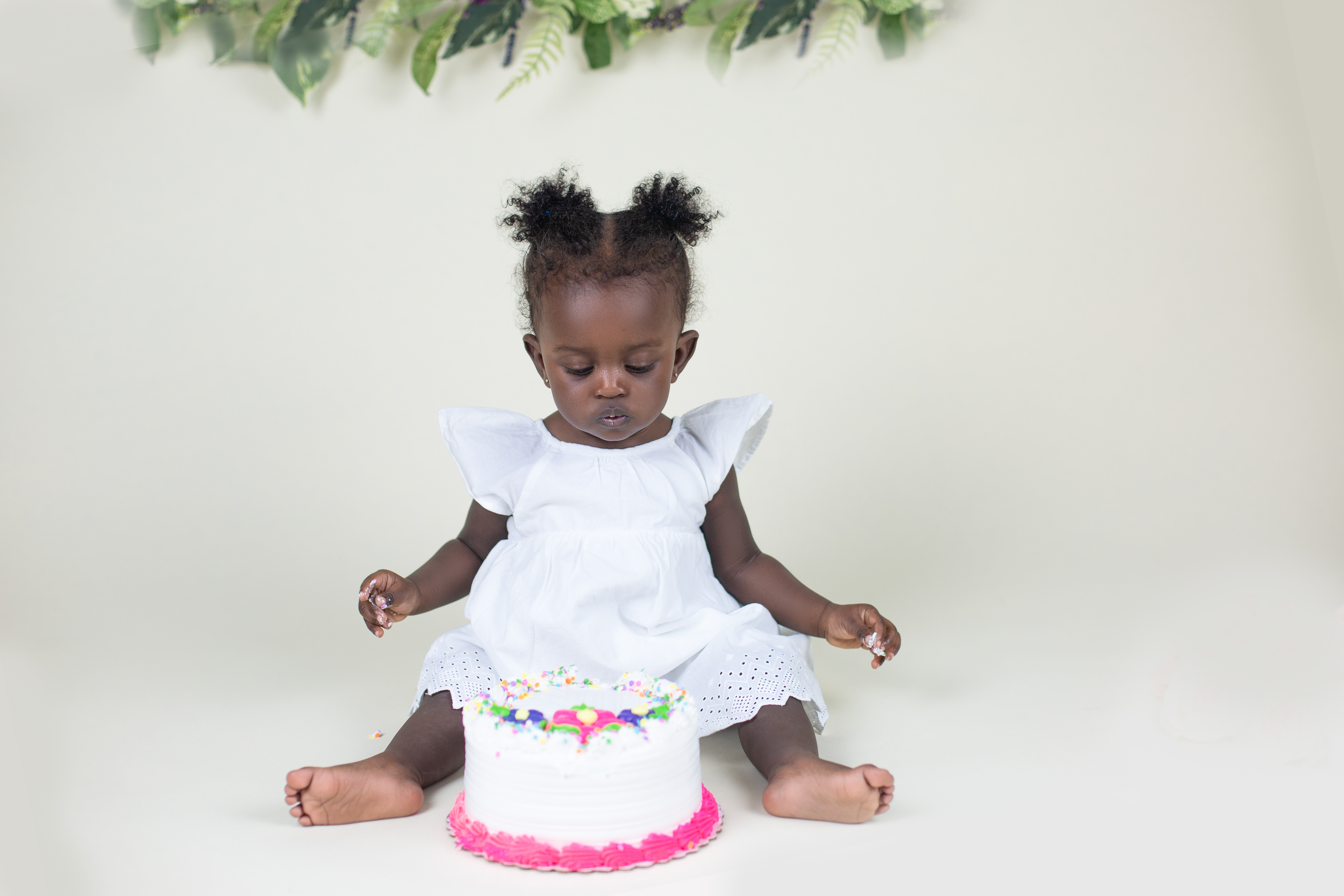 cake smash black African American baby girl in white farmington ct