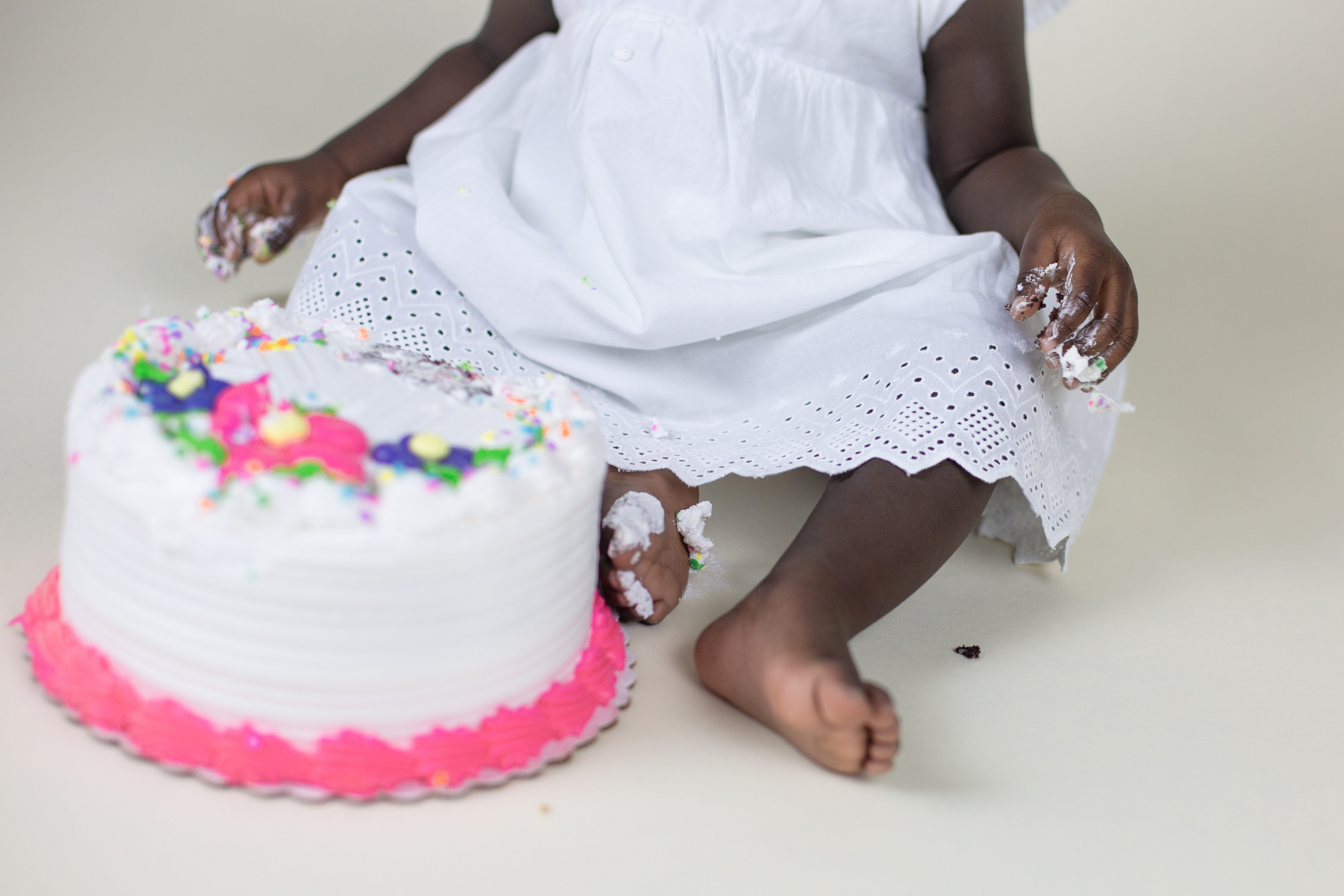 cake smash black African American baby girl in white farmington ct