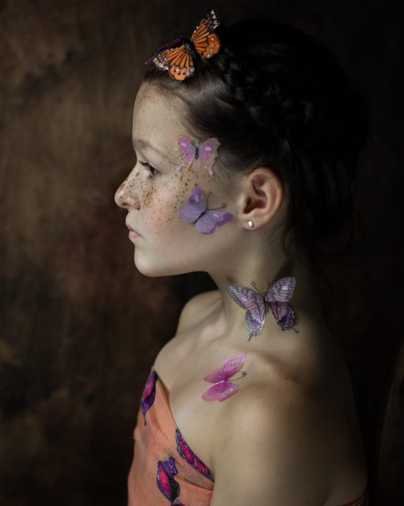 classic fine art soul child girl portrait farmington ct brown purple butterflies