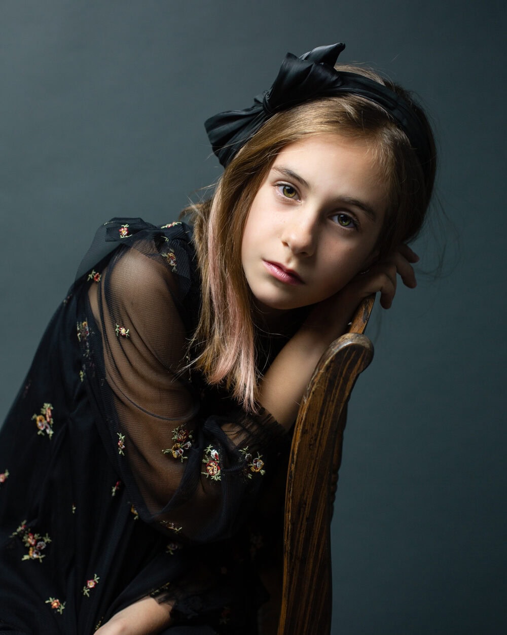 a girl in black posing classic fine art soul child girl portrait farmington ct