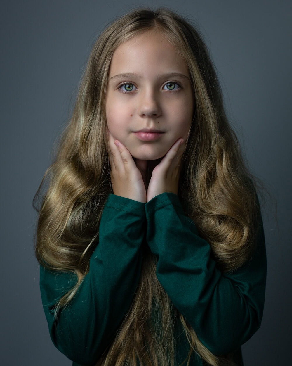 emerald green long hair blond girl classic fine art soul child girl portrait farmington ct
