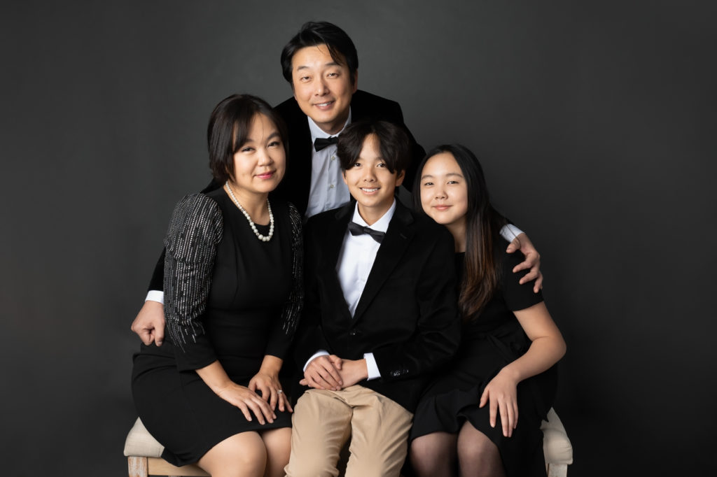 asian family fine art portrait dark background