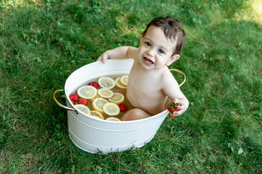 watermelon baby cake smash photography baby fruit lemons and strawberry bath